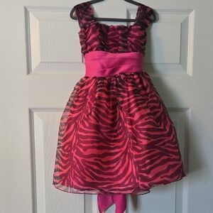 Hot Pink and Black Animal Pattern 2/2T Kids Dress